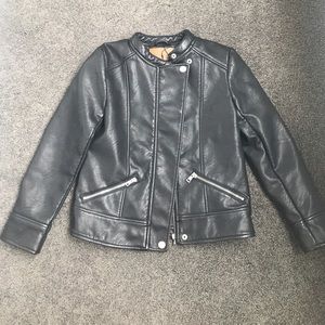 Zara kids black leather jacket